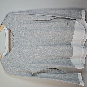 Marc New York Size Medium Gray & White Faux Double Top Look Cotton Shirt